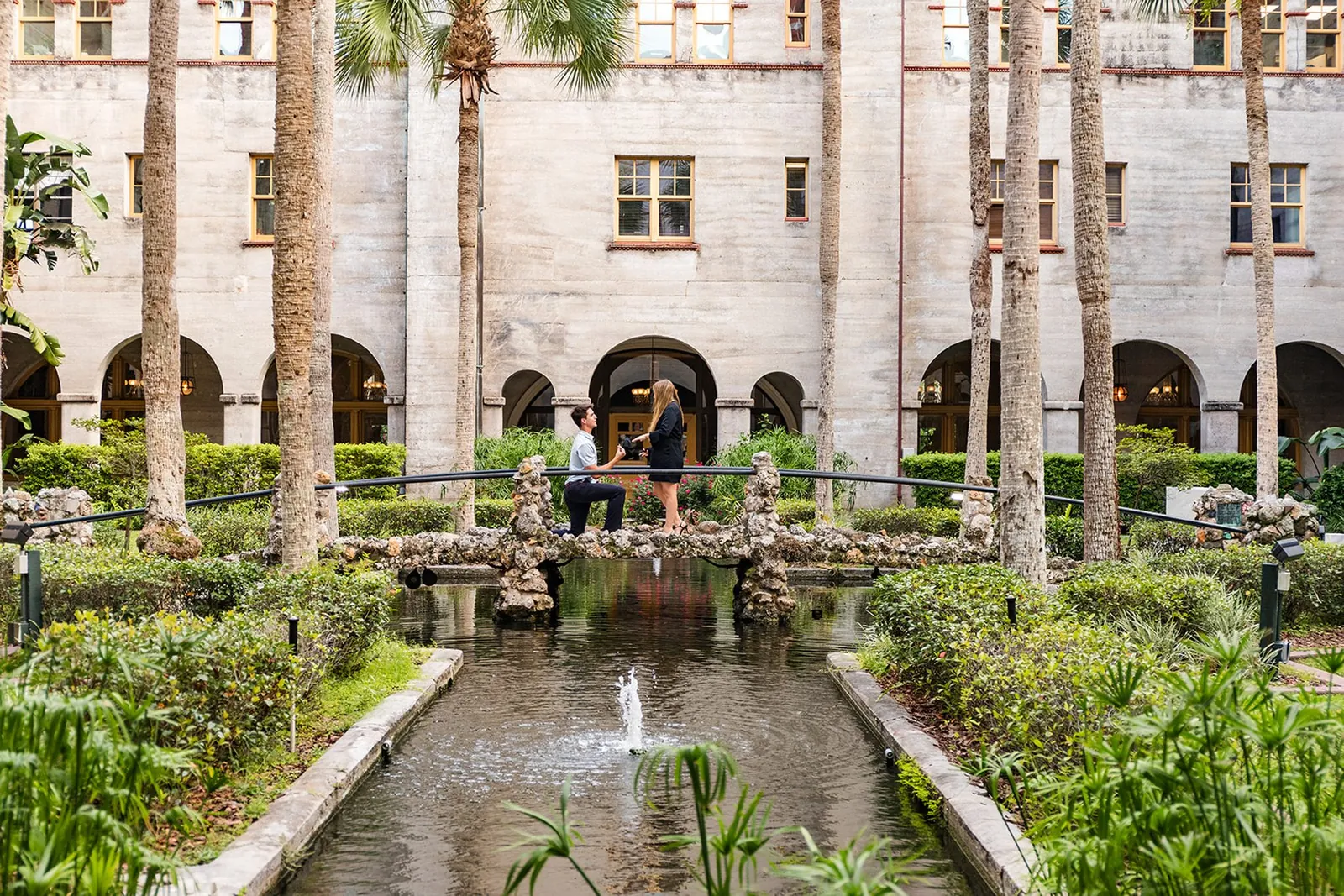 A proposal on the coquina bridge in the Lightner Museum courtyard, St. Augustine