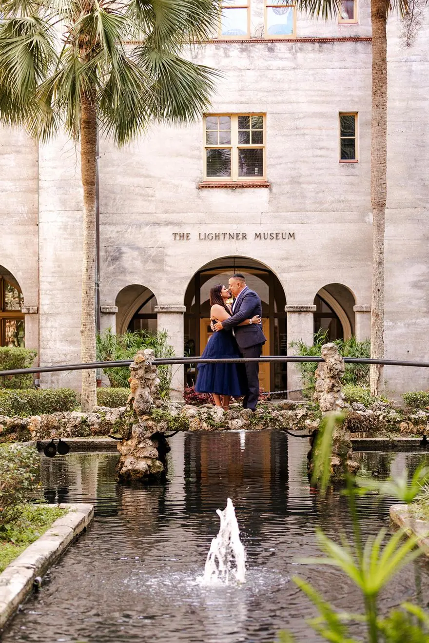 Couple at the Lightner Museum, St. Augustine engagement photographer