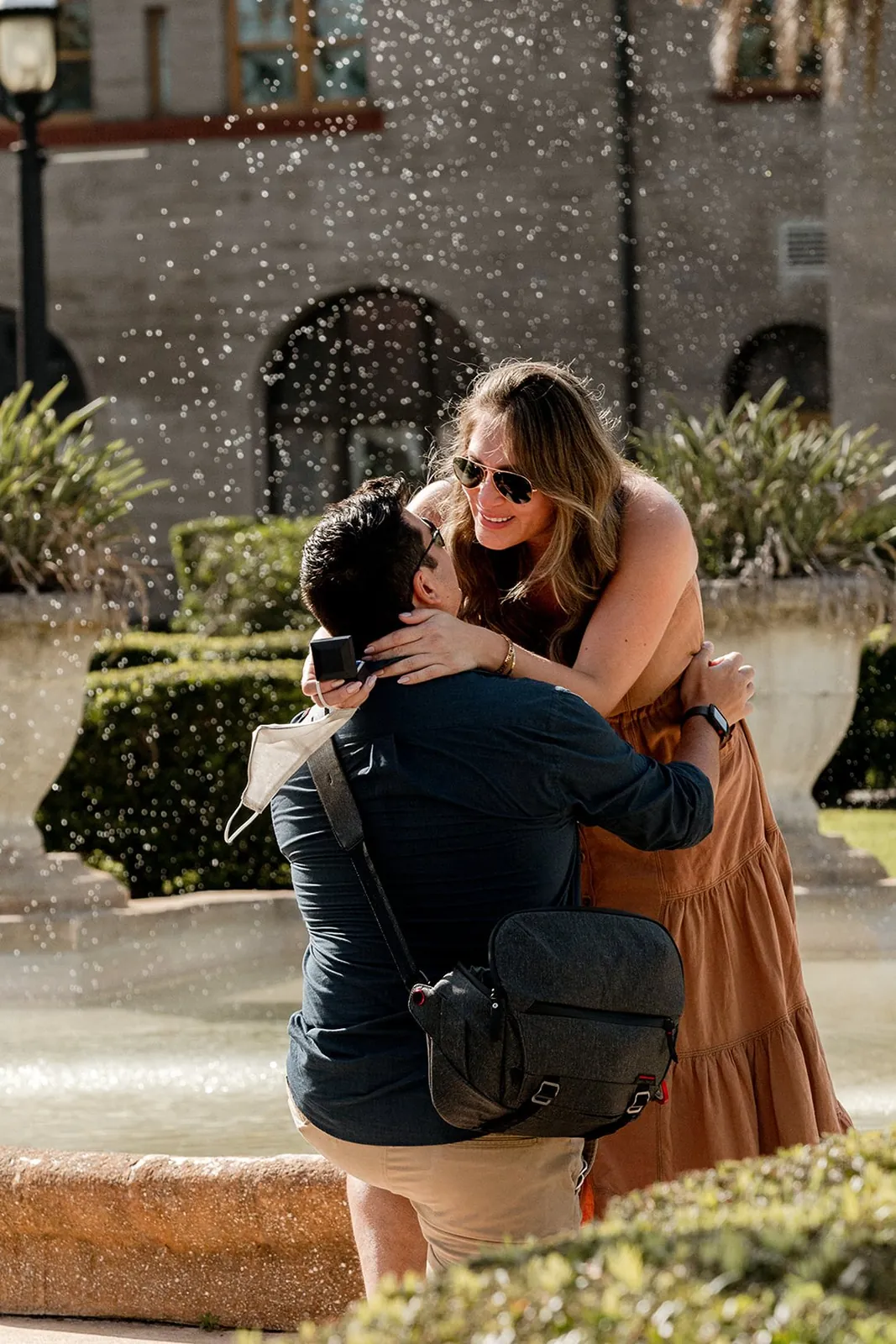 The proposal at the Lightner fountain