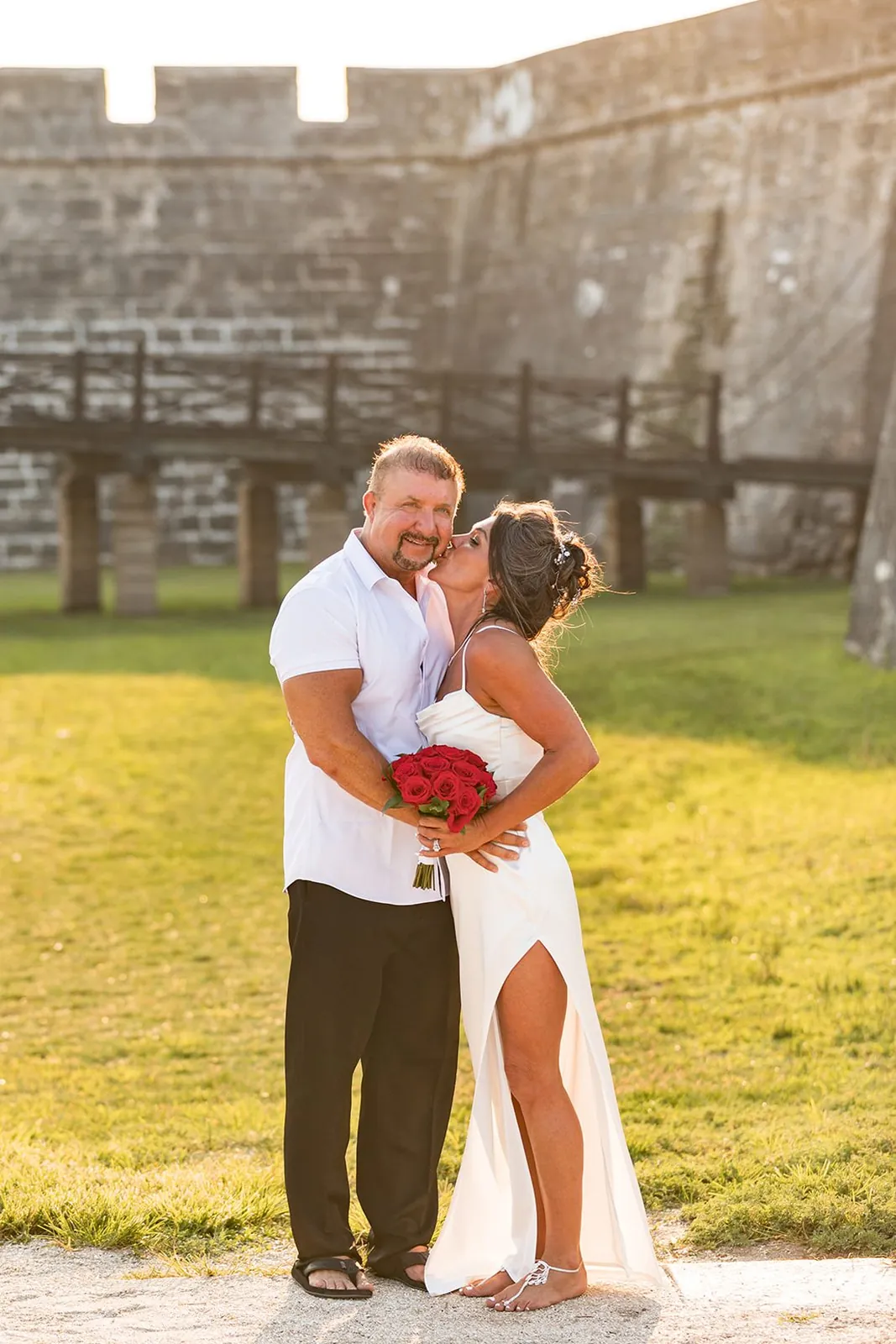 Couple at the Castillo de San Marcos in St. Augustine at golden hour