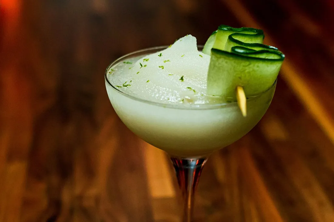 A frozen cucumber and lime cocktail