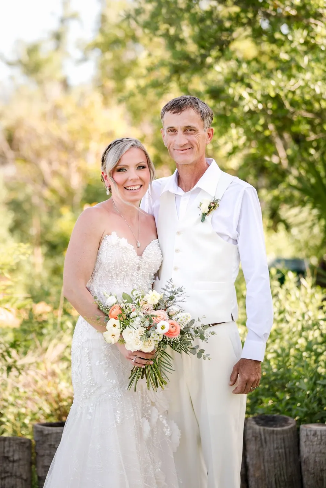 Bride and groom portrait at an intimate backyard wedding on Florida's First Coast